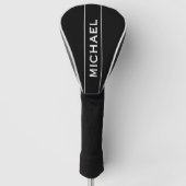 Weiße schwarze Monogramm und Name Personalisiert  Golf Headcover (Vorderseite)
