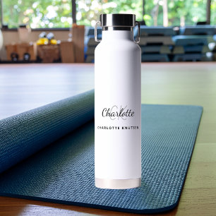 Weiße schwarze monogrammierte Anfangsbuchstaben Na Trinkflasche