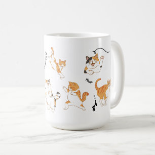 Weiße Schwarze Orange Spielende Katzen Kaffeetasse