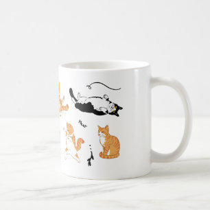 Weiße schwarze Orange spielerische Katzen Kaffeetasse