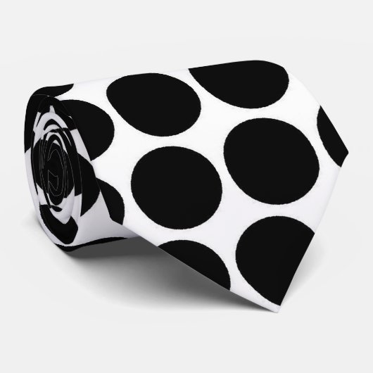 Weiße schwarze Polkapunkte - Krawatte (Gerollt)