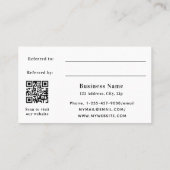 Weiße schwarze Qr-Code-Visitenkarte Rabattkarte (Rückseite)
