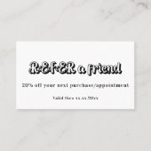 Weiße schwarze Qr-Code-Visitenkarte Rabattkarte (Vorderseite)