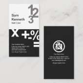 Weiße schwarze Säulen Stilvolle Zahlen Math Tutor Visitenkarte (Vorne/Hinten)