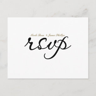 Weiße & schwarze Schrift Hochzeit RSVP Postkarte