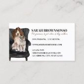 Weiße schwarze Sofa Haustier Sitter Katze Visitenkarte (Rückseite)