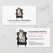 Weiße schwarze Sofa Katze Pet Groomer Visitenkarte (Vorne/Hinten)