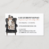 Weiße schwarze Sofa Katze Pet Groomer Visitenkarte (Rückseite)
