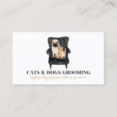 Weiße schwarze Sofa Mops Katze Katze Pet Visitenkarte (Vorderseite)