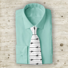 Weiße schwarze Sticks und gepunktetes Linienmuster Krawatte