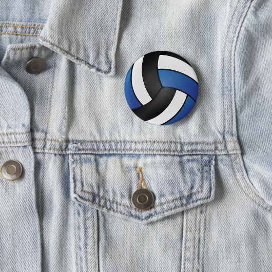 Weiße, schwarze und dunkelblaue Volleyball Button (Beispiel)