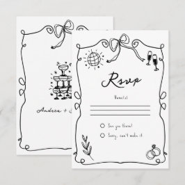 Weiße, schwarze und weiße Hochzeit RSVP Karte