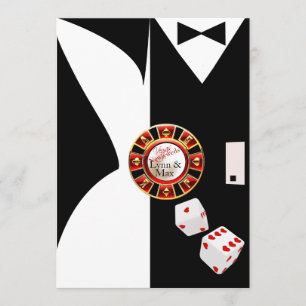 Weiße Schwarze Vegas Silvester Hochzeitsfeier Einladung