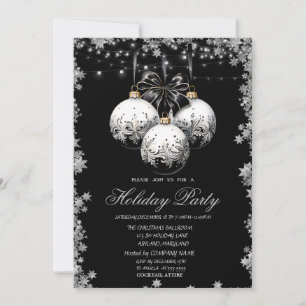 Weiße schwarze Weihnachtsbälle Sterne Holiday Einladung