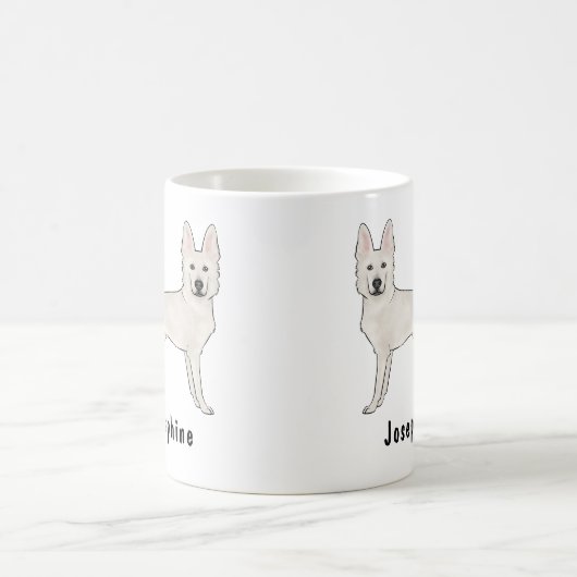 Weiße Schweizer Hirte GSD Niedlicher Hund mit Name Kaffeetasse (Mittel)