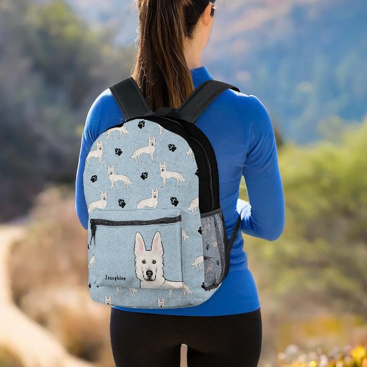 Weiße Schweizer Hirte GSD Niedliches Hundsmuster Bedruckter Rucksack