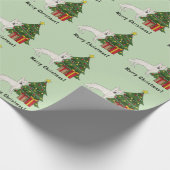 Weiße Schweizer Hirte GSD und Weihnachtsbaum Geschenkpapier (Ecke)