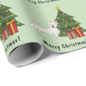 Weiße Schweizer Hirte GSD und Weihnachtsbaum Geschenkpapier (Rolleneckpunkt)