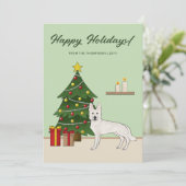 Weiße Schweizer Hirte Hund Grün Weihnachten (Stehend Vorderseite)