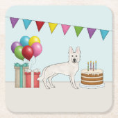 Weiße Schweizer Schäferhund Hund farbenfroh Geburt Rechteckiger Pappuntersetzer (Vorderseite)