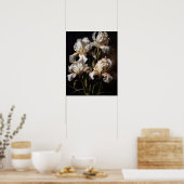 Weiße Schwertlilien-Blumen Kunst Druck Poster (Küche)