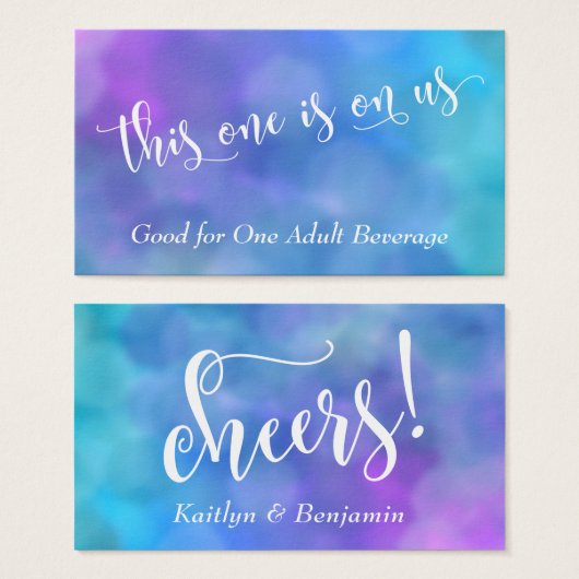 Weiße Script farbenfrohe Pastel Bokeh Drinks Ticke (Vorne & Hinten)