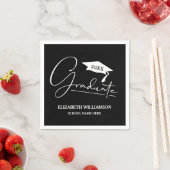 Weiße Script Graduation Cap Black Serviette (Beispiel)