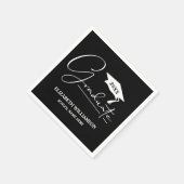 Weiße Script Graduation Cap Black Serviette (Ecke)
