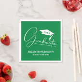 Weiße Script Graduation Cap Green Serviette (Beispiel)