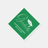 Weiße Script Graduation Cap Green Serviette (Ecke)