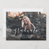 Weiße Script-Graduierungspartei für benutzerdefini Einladung (Vorderseite)