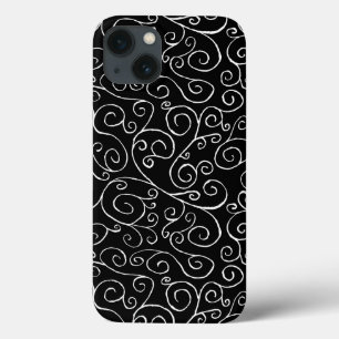 Weiße Scrollbahnen auf schwarz Case-Mate iPhone Hülle