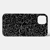 Weiße Scrollbahnen auf schwarz Case-Mate iPhone Hülle (Rückseite (Horizontal))
