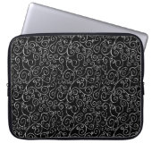 Weiße Scrollbahnen auf schwarz Laptopschutzhülle (Vorderseite)