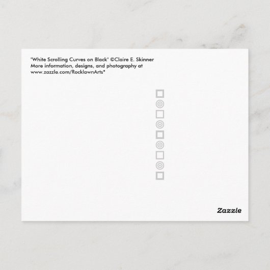 Weiße Scrollbahnen auf schwarz Postkarte (Rückseite)