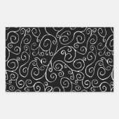 Weiße Scrollbahnen auf schwarz Rechteckiger Aufkleber (Vorderseite)