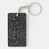 Weiße Scrollbahnen auf schwarz Schlüsselanhänger (Rückseite)