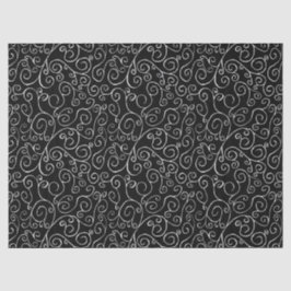 Weiße Scrollbahnen auf schwarz Seidenpapier