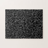 Weiße Scrolling-Kurven auf soliden schwarzen Herau Puzzle (Horizontal)