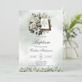 Weiße Seellilie Holly Bible Baptisse Einladung (Stehend Vorderseite)