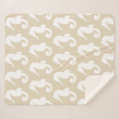 Weiße Seepferde und Taupe Sherpadecke (Vorderseite (Horizontal))