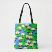 Weiße Seerosen-Tasche Tasche (Vorderseite)