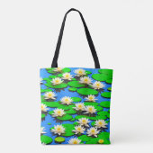 Weiße Seerosen-Tasche Tasche (Rückseite)
