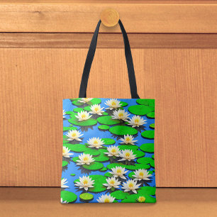 Weiße Seerosen-Tasche Tasche