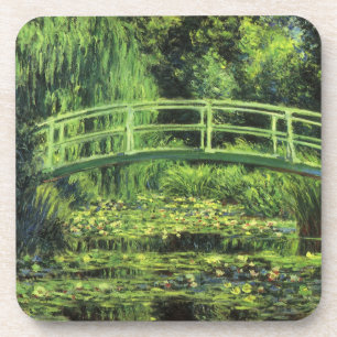 Weiße Seerosen von Claude Monet, Vintage Art Getränkeuntersetzer