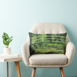 Weiße Seerosen von Claude Monet, Vintage Art Lendenkissen