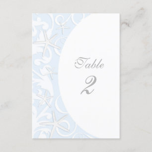 Weiße Seestern Blaue Strandhochzeit Tischnummer