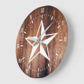 Weiße Seestern-Scheunen-Holz-Planken Große Wanduhr (Winkel)