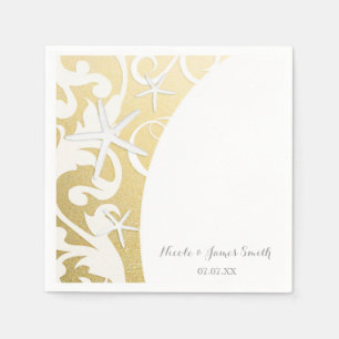 Weiße Seesterne Goldstrand Elegante Hochzeit Serviette