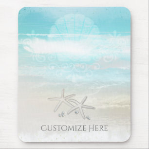 Weiße Seesterne Strand Elegant Sommer Chic Tropisc Mousepad